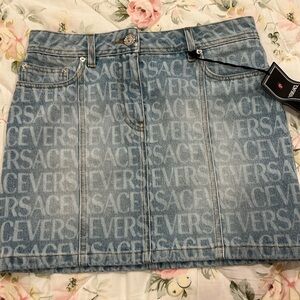Versace monogram denim mini skirt Size EU 40 for Women new with tags fits 2 4 US